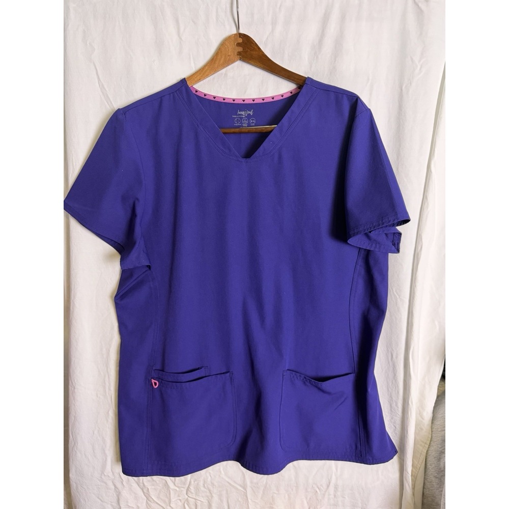 Heart Soul Women's Purple Short Sleeve Scrub Top Size 2Xl